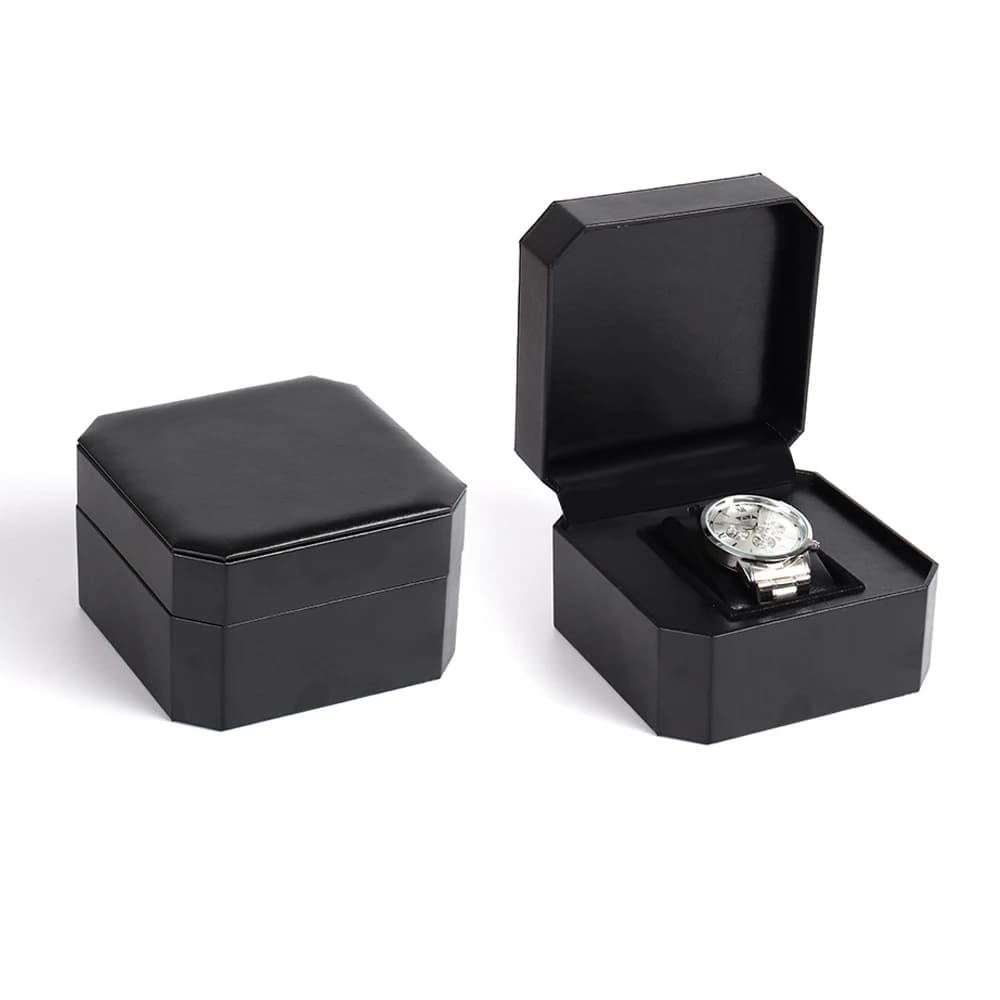 Scatola portaoggetti per orologi in pelle PU Vetrina per orologi singoli Porta orologi da polso Organizzatore per orologi da viaggio con cuscino per regalo da uomo