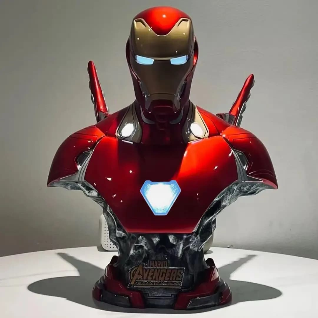 Statua Statica Luminosa degli Avengers Iron Man Mk50 in Resina, Modello 1/3 Grande, 40cm, Versione Migliorata, Modello GK, Regalo per Collezionisti