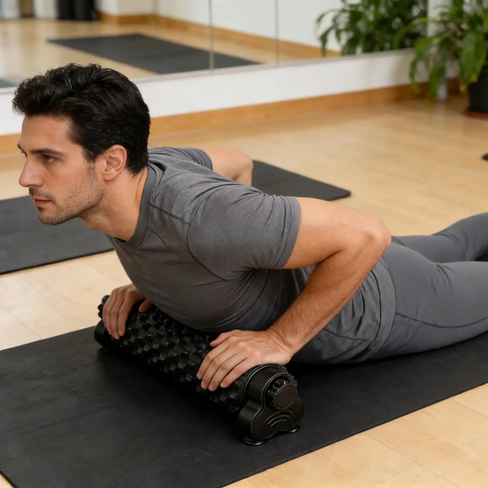 Foam roller for exercises, massage and deep stretching with suction cup, body foam roller with home support, gym, yoga, pilates, fitness