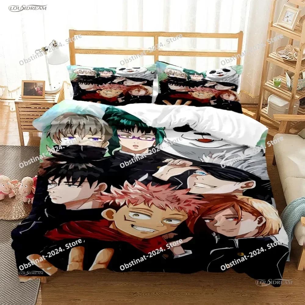 Carton Anime Jujutsu Kaisen 4 Season Bedding Set Print With Pillowcase Bed Duvet Cover Soft Single Double Queen Super King Size