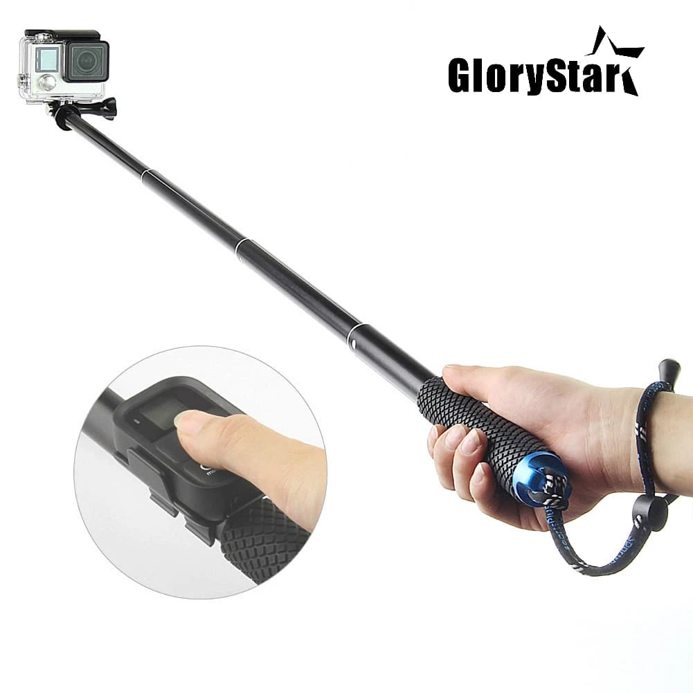 37 ''per GoPro Allungabile portatile POV Palo Telescopico Treppiedi Monopiede + Wifi Remote Della Clip Del Supporto per Go Pro Hero 6 5 4 3 +