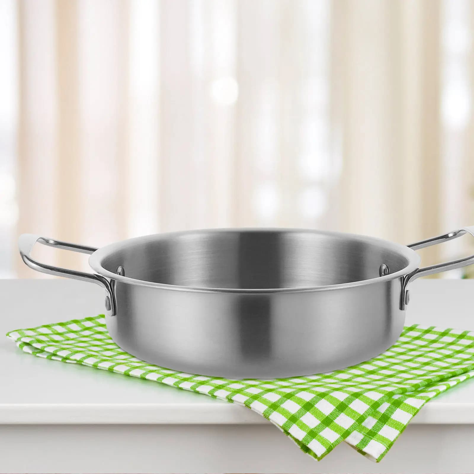 Stainless Steel Hot Pot Wok Small Cooking Pan Double Handle Nonstick Coating Household Kitchen Frying Pot Home Wok