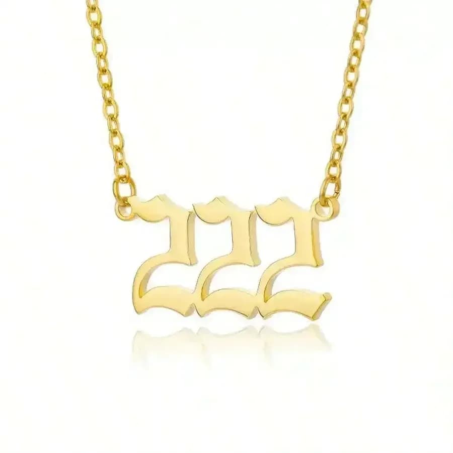 Collana con ciondolo minimalista con numero portafortuna 222 per adulti, gioielli con catena unisex