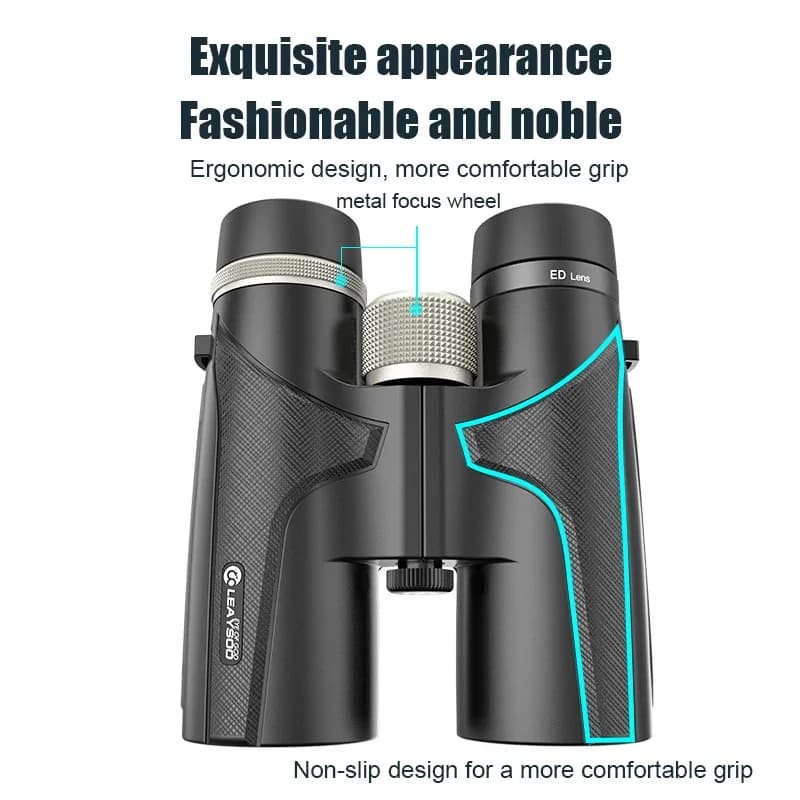 Binocolo 12x42 ad alta potenza Potente lente ED a lunga distanza Telescopio grandangolare con oculare grande riempito di azoto impermeabile