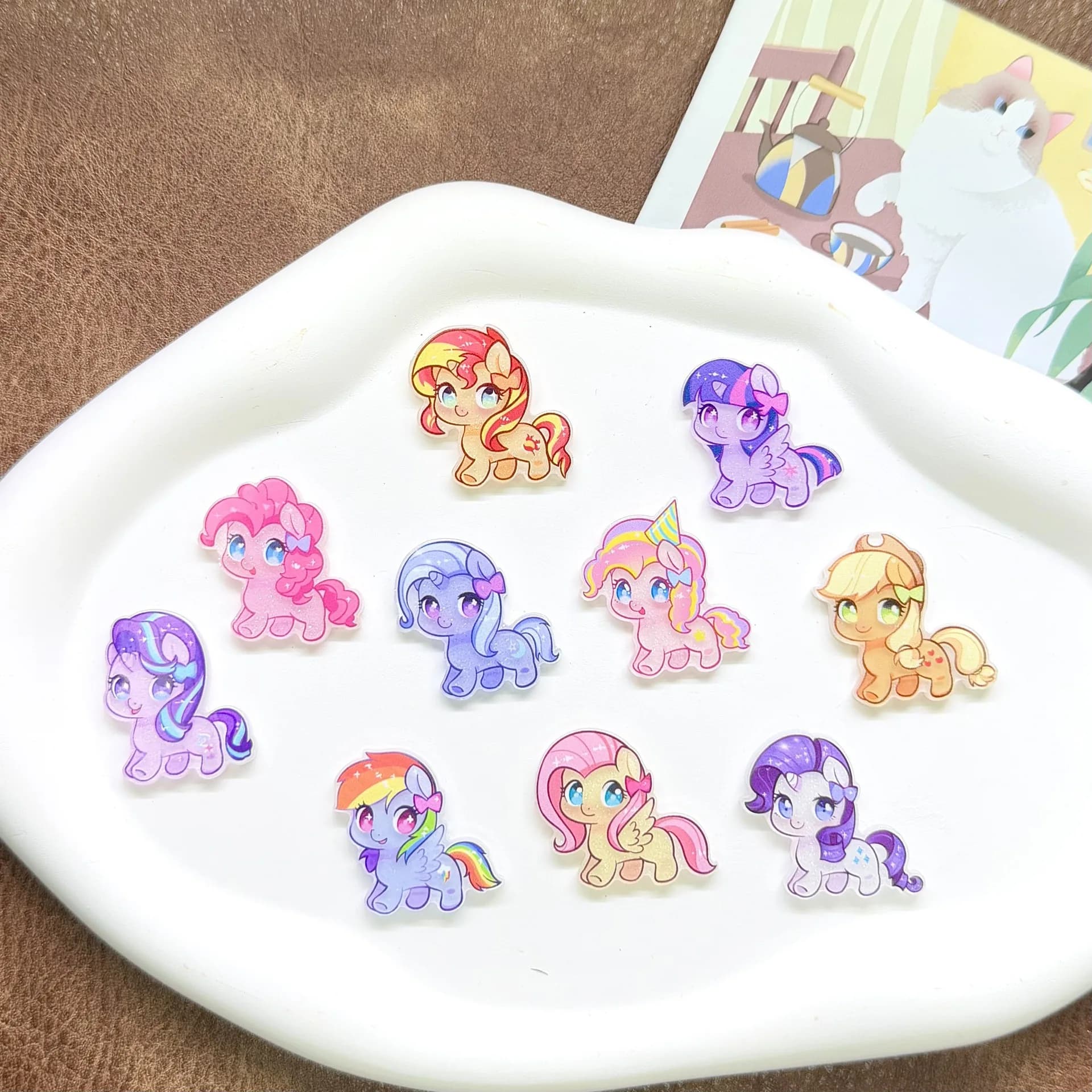 10 fermagli per capelli in acrilico a forma di pony, stile cartone animato, super carini, fermagli laterali a becco d'anatra, accessori per capelli da ragazza, piccoli fermagli per capelli spezzati