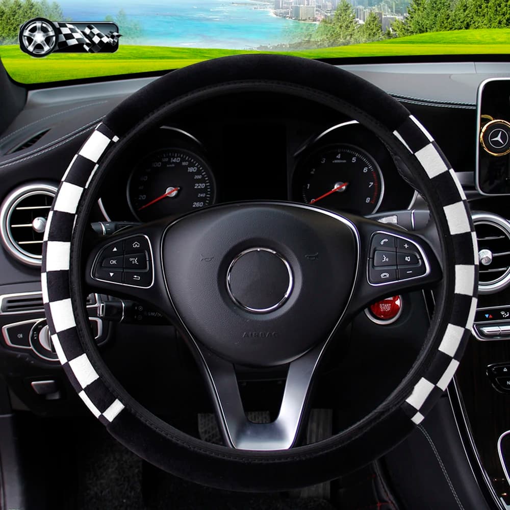 Winter cover for racing cars in black and white, without inner ring, suitable for car decoration from 14,5-15 inches