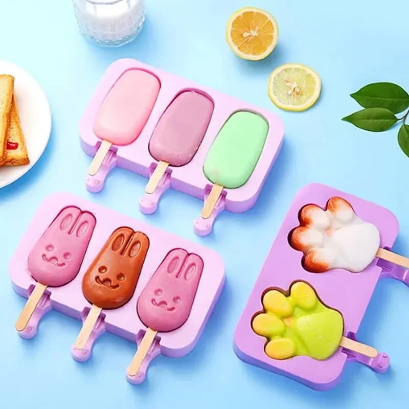 Stampo in Silicone per Gelato e Ghiaccioli con Coperchio, Stampi Siamesi per Ghiaccioli Fai da Te, Stampo per Ghiaccioli con Immagini Carine, Utensili da Cucina Fatti a Mano
