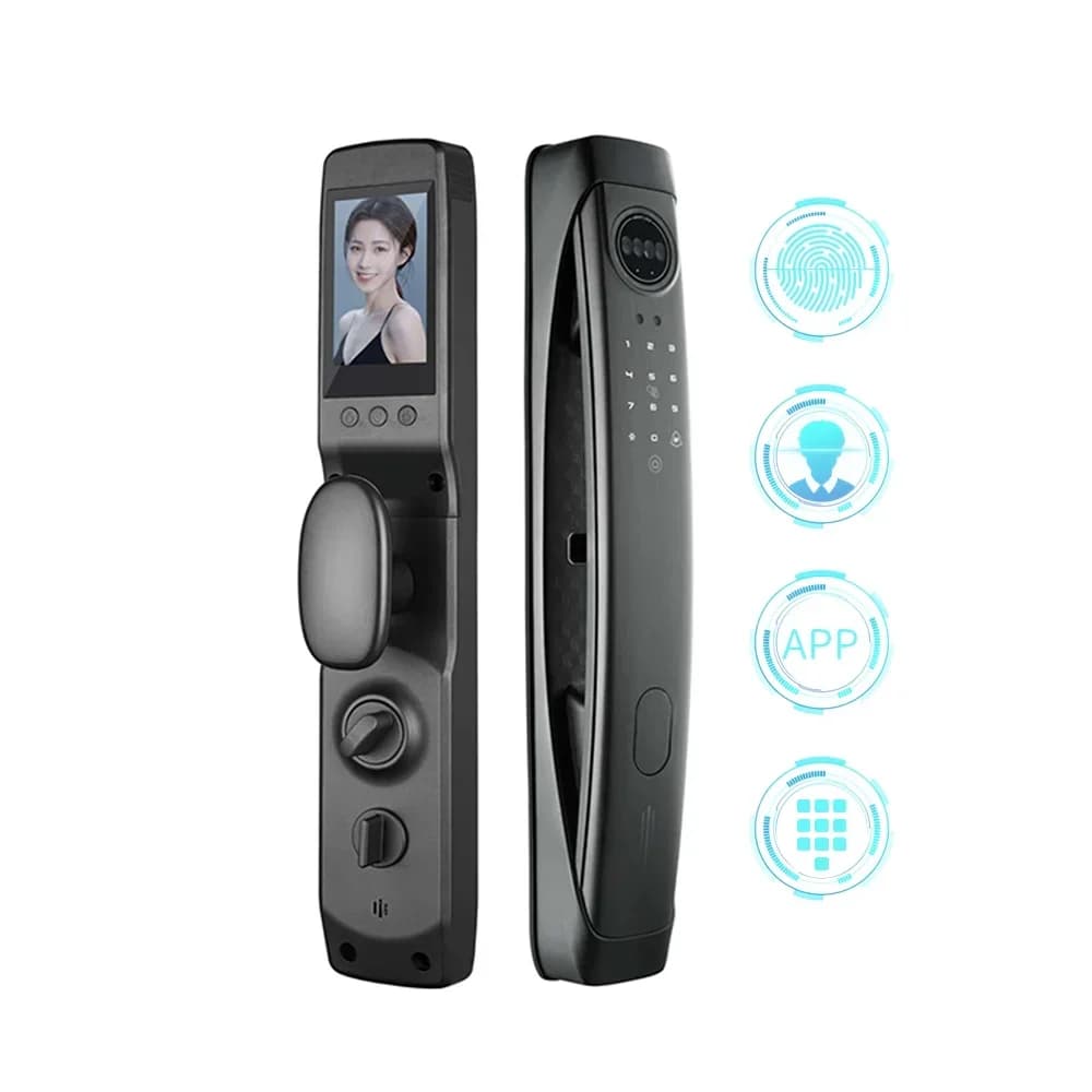 Serratura intelligente per porta con riconoscimento facciale citofono con telecamera Bult-in Serrature per impronte digitali con app di controllo remoto Sblocca serrature intelligenti