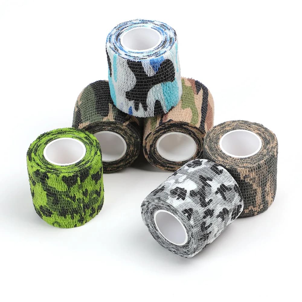Goon Tape 2,5 cm * 4,5 m Nastro adesivo mimetico autoadesivo per pistole, bendaggio elastico in tessuto non tessuto Stealth Sport all'aria aperta tattico