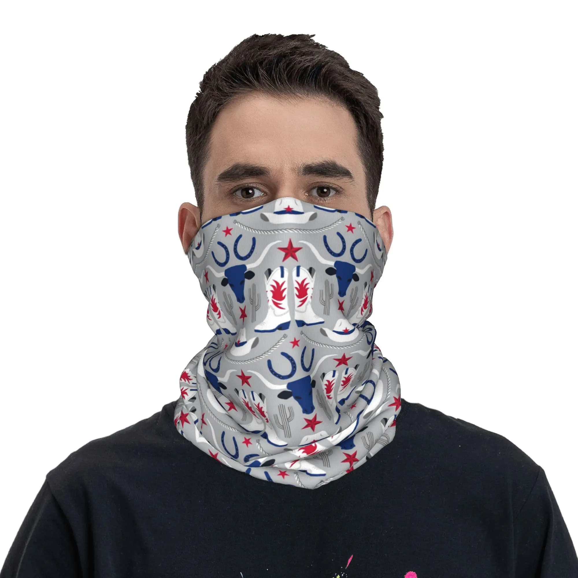 Printed multifunction scarf Old Wild West Cowboy, face mask, for outdoor sports, for man and woman, breathable
