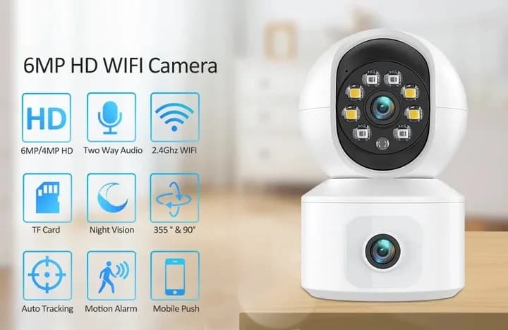6MP iCsee APP Doppia lente Bluetooth Zoom 4x Telecamera dome IP PTZ wireless Full Color AI Rilevazione umanoide CCTV Baby Monitor