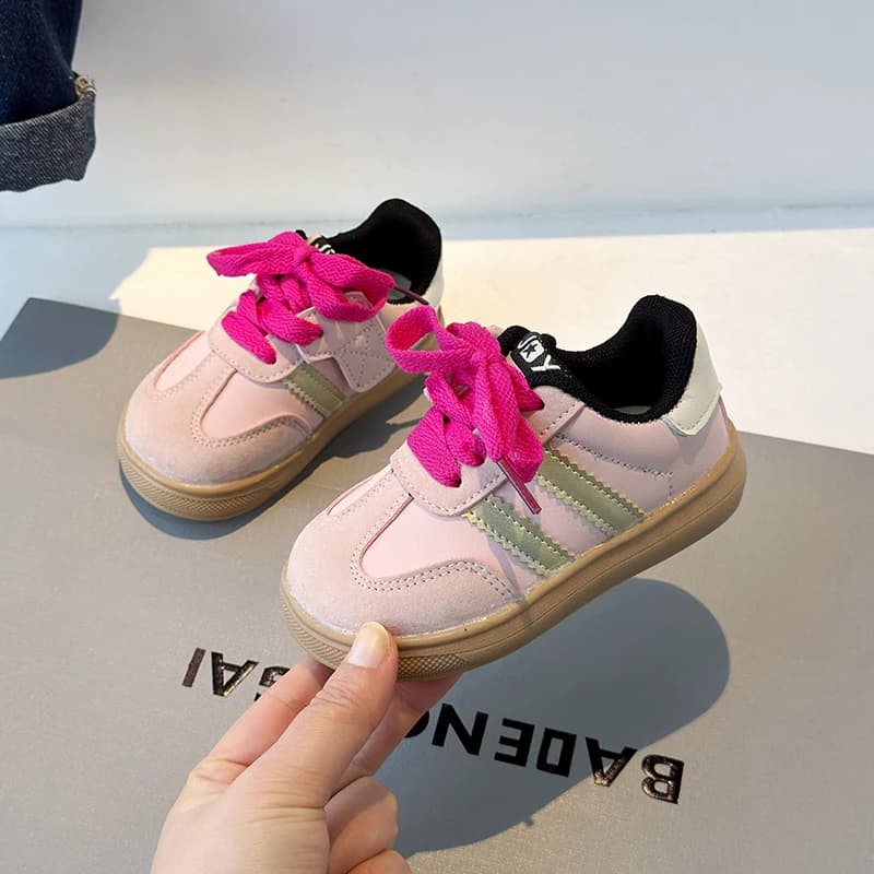 Spring Autumn Kids Retro Casual Sneakers Toddler Boys Girls Lace Up Non-Slip Sole Breathable Lightweight Walking Shoes for Daily