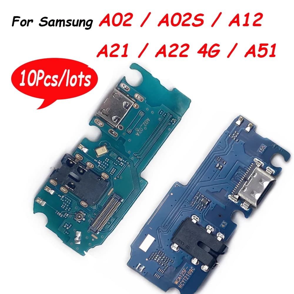 10 Pz/lotto, Per Samsung A02 A02S A12 A21 A22 A32 4G 5G Porta USB Caricatore Dock Connettore Scheda di Ricarica Cavo Della Flessione Con Microfono