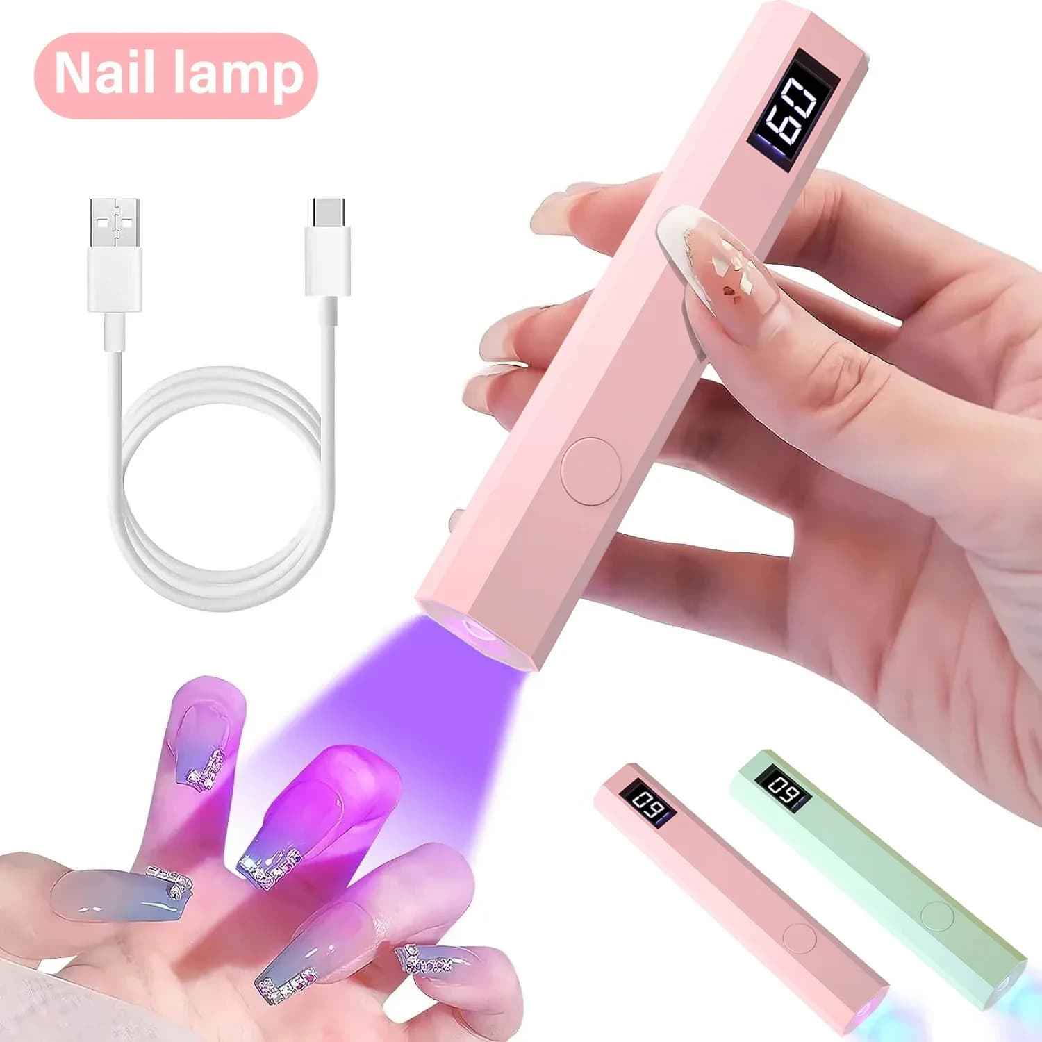 USB Rechargeable Portable Nail Lamp | UV/LED Light Curing Lamp | Portable Nail Dryer for Curing and Polishing