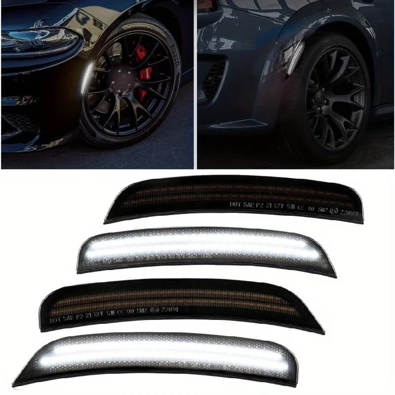 4 luci di posizione laterali a LED bianco ambra rosso indicatore luminoso parafango ruota per Dodge Charger 2015-2023
