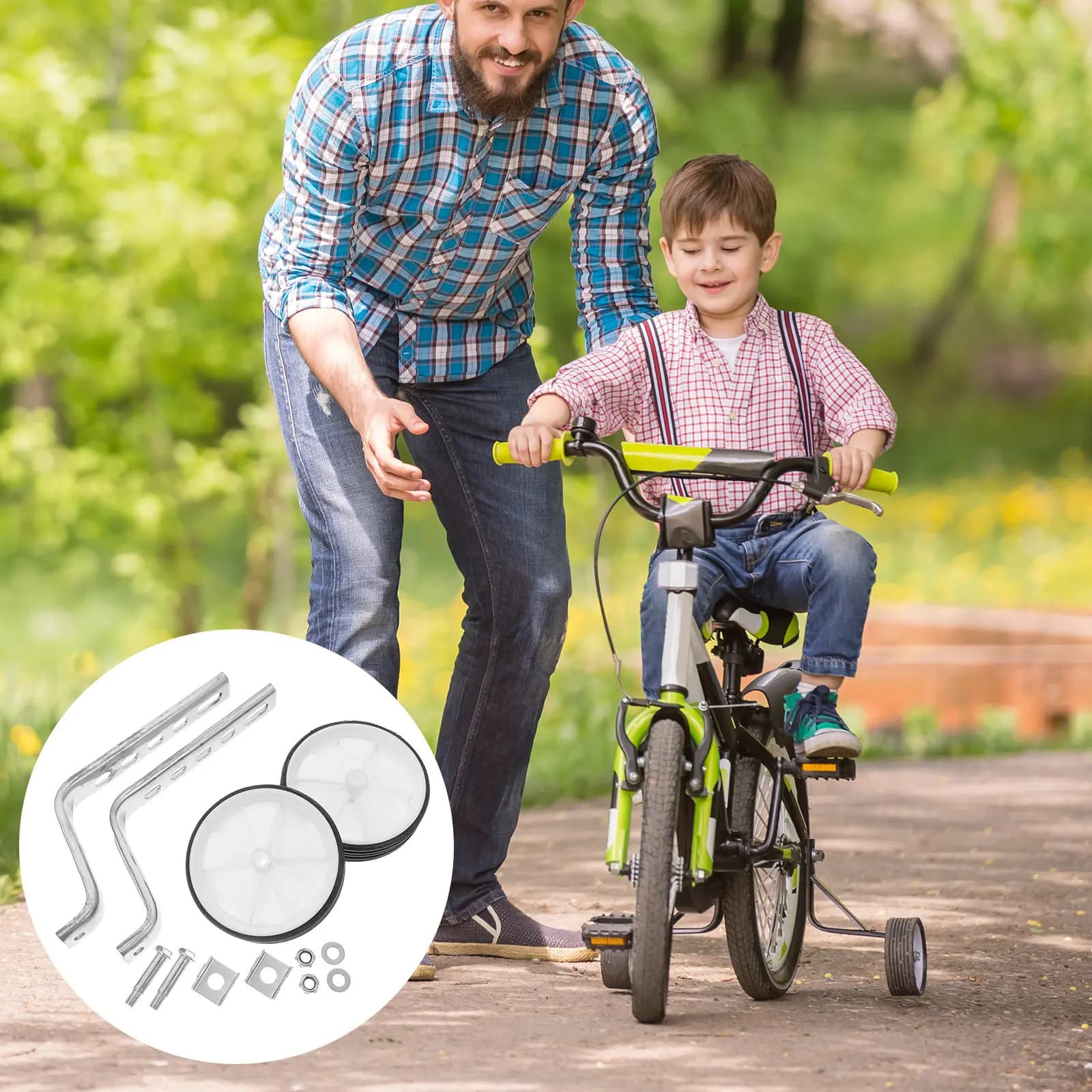Universal 's Training Wheels 12-20 Inch Porous Steel Auxiliary Wheel Bicycle Training Balance Safety Stability Black