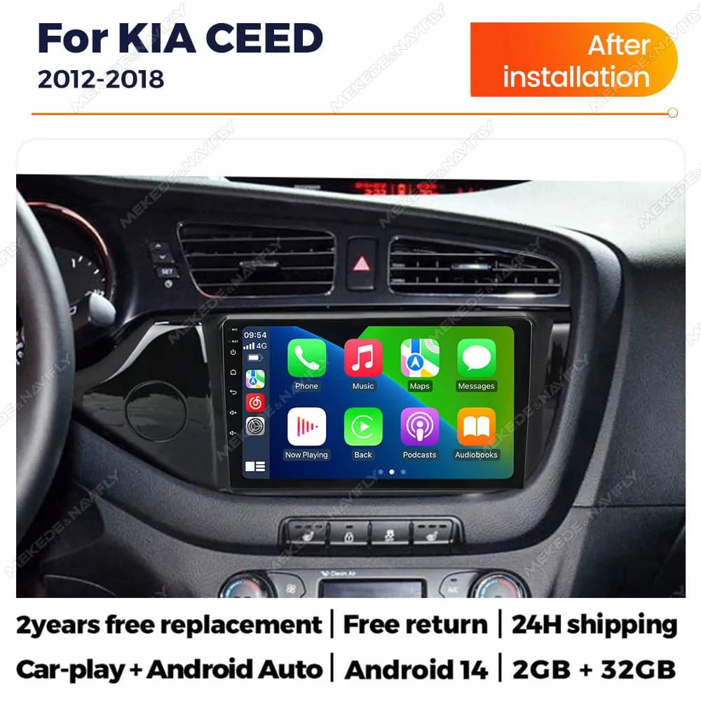 New Android Autoradio 2026 for Kia Ceed Cee'd 2 JD 2012-2018, Carplay Auto 2Din, Stereo Multimedia Reader with BT and GPS Navigation