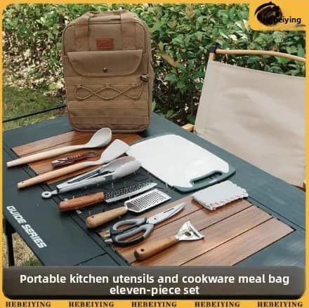 Set of outdoor camping knives with portable tool organizer and cutter, new picnic kitchen kit for camping