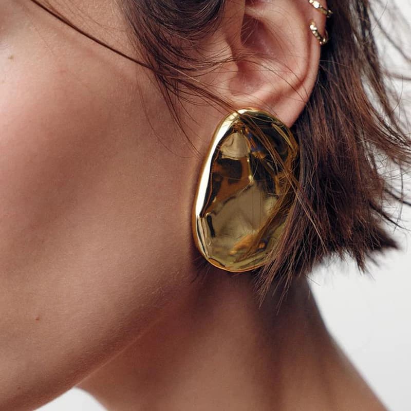 Orecchini Pendenti Ovali con Texture Irregolare, Orecchini a Perno Geometrici Semplici ed Eleganti per Donne, Gioielli Vintage Hip Hop Versatili, Idea Regalo