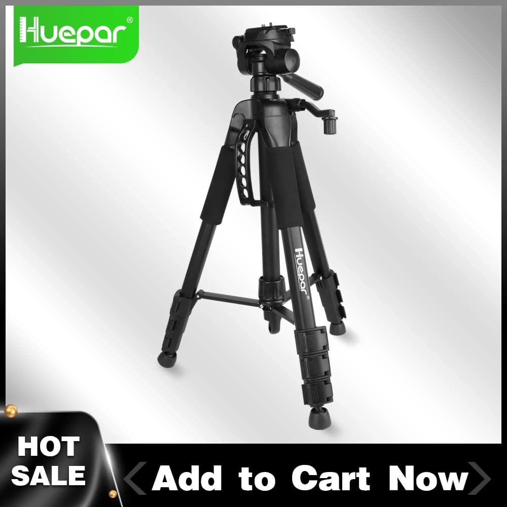 Treppiede di livello Laser regolabile in altezza Huepar per autolivellante 57 "/146cm con piastra a sgancio rapido con testa girevole a 3 vie con 1/4"