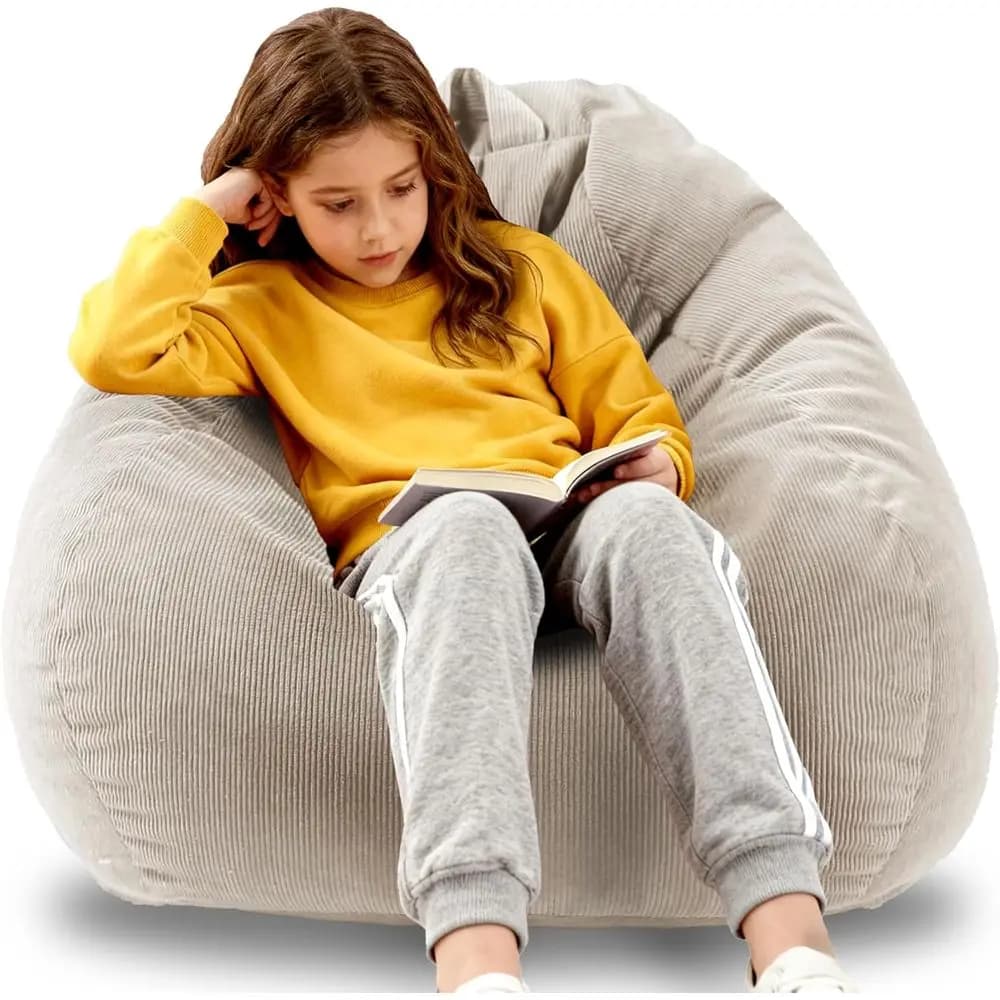 Poltrona Sacco Rotonda con Imbottitura in Memory Foam, Divano per Lettura e Gaming o per Soggiorno e Camera da Letto