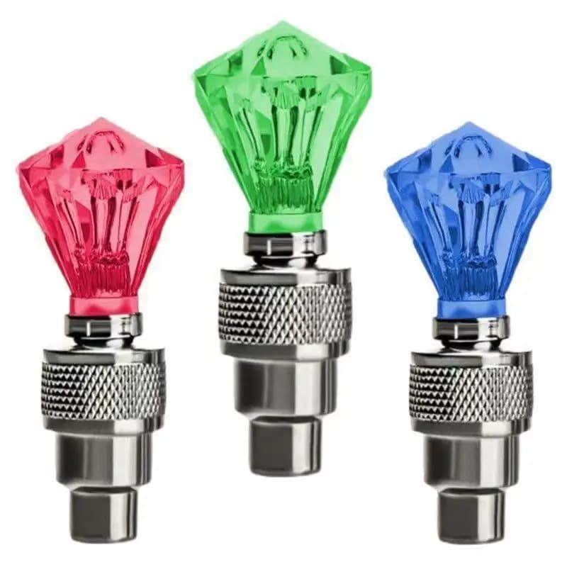 @*2Pcs Neon LED Bike Tyre Valve Cap Lights Bright Waterproof Easy Install for Outdoor Night Cycling Decoration