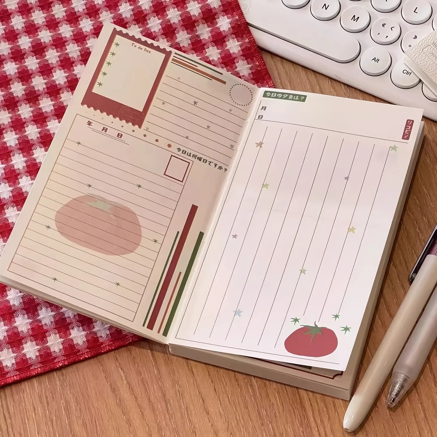 Korean Tomato Red Polka Dot Hardcover Notebook Thick Color Pages Cute Girly Journal Portable Student Diary Creative Stationery