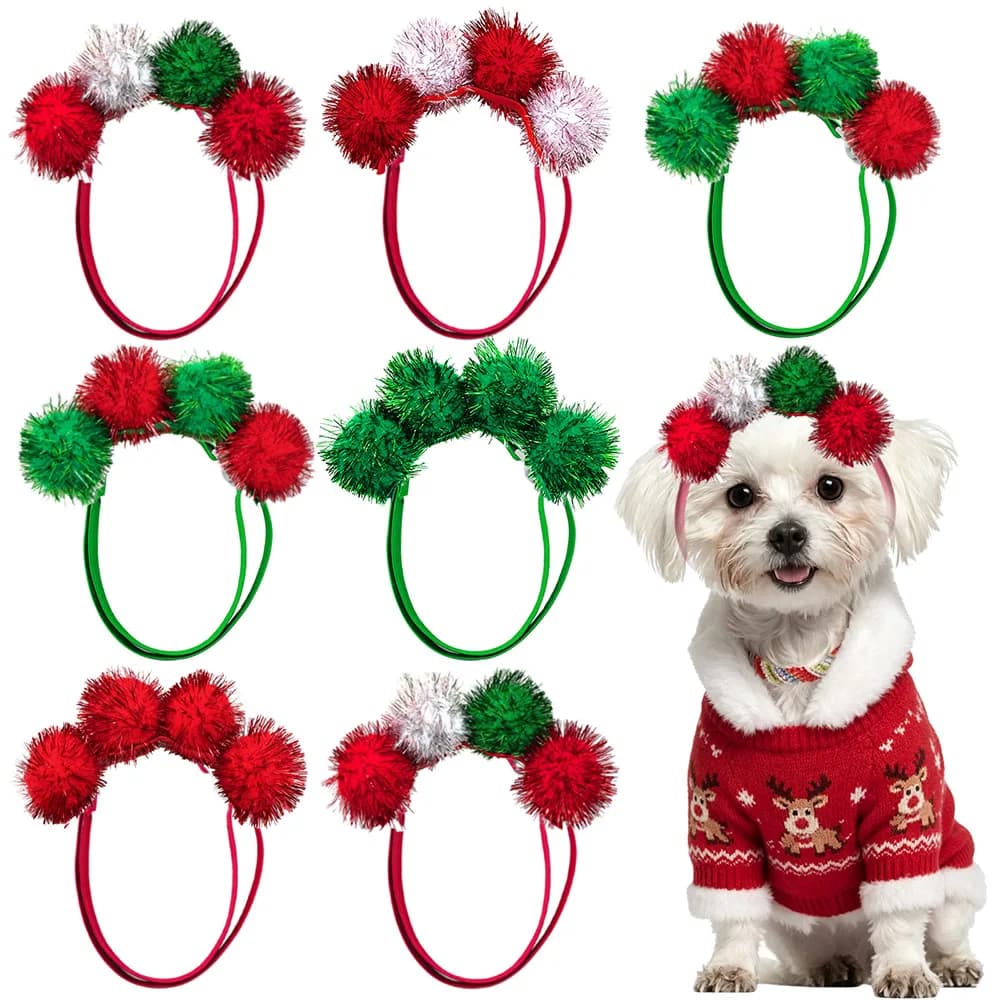 30/50/100PCS Christmas Dog Hair Accessories Adjustable Dog Bows Shining Balls Decorate Pet Grooming Accessories for Dogs and Cat