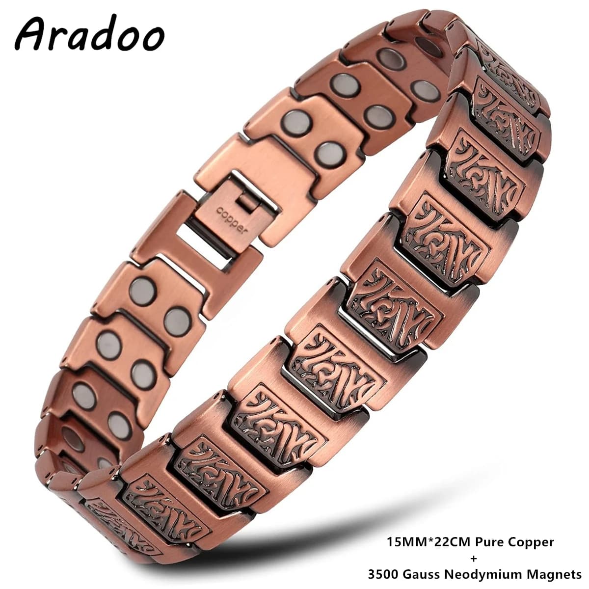 ARADOO Bracciale in rame da uomo Braccialetti a maglie magnetiche in rame puro al 100% Regalo di gioielli