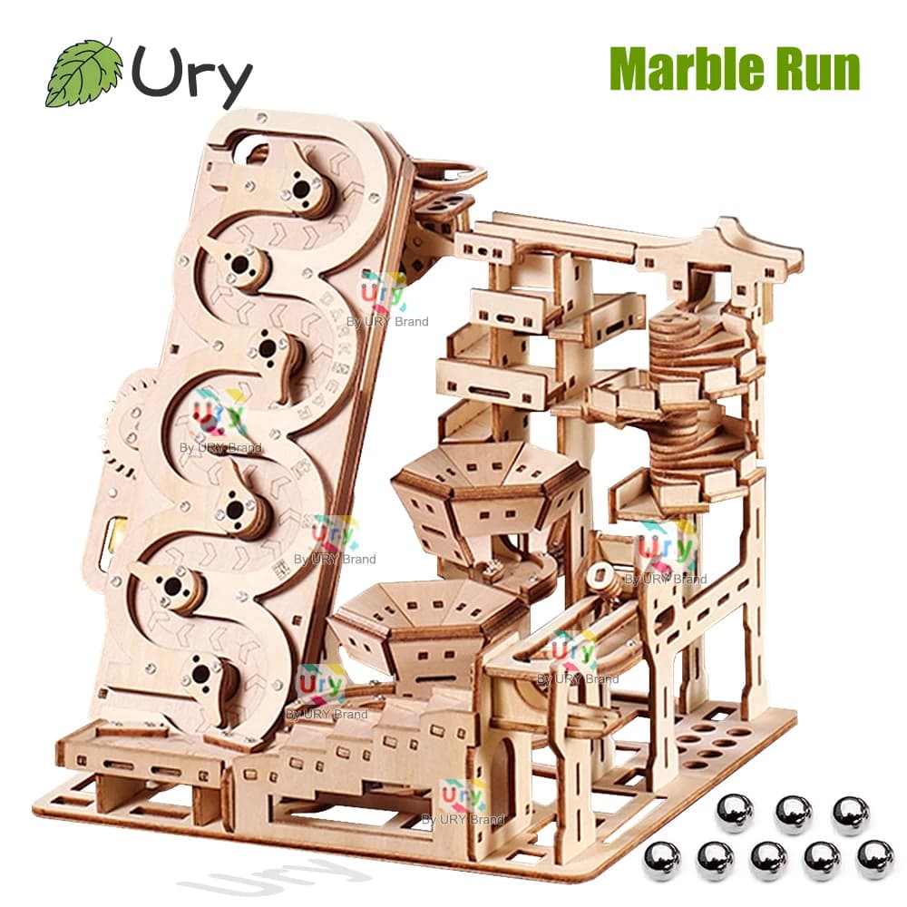 Ury Puzzle in legno 3D Dispositivo di binario elettrico Set di marmo Set di bussole da banco corrente Modello di labirinto di sfere scientifiche Regalo di assemblaggio per bambini