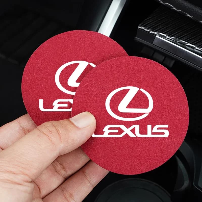 2Pcs Car Coasters Leather Water Cup Holder Mat For Lexus RX330 IS250 Ct200h ES300h Car Interior Anti Slip Water Cup Pad keychain