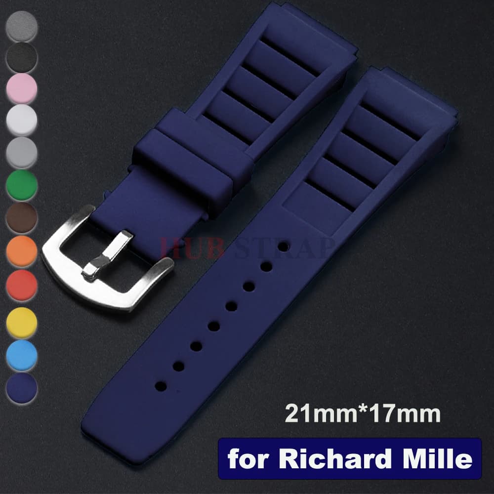 Cinturino per orologio in silicone 21 * 17mm cinturino in gomma da guida morbido impermeabile per Richard Mille RM011 braccialetti per cintura per uomo donna