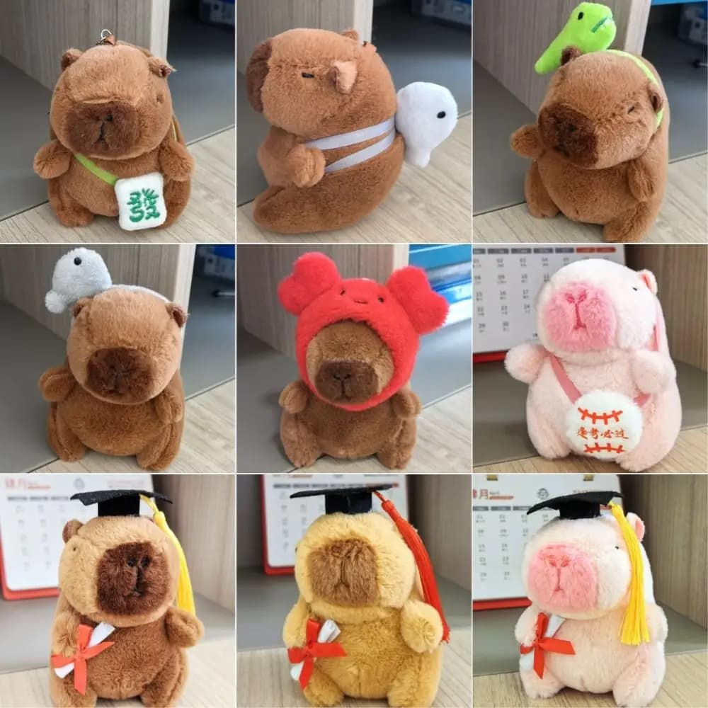 10-13 centimetri Kapibala Capibara Portachiavi Auto Coppia Zaino Ciondolo Borsa Appesa Carino Rosa Capibala Capibara Peluche Portachiavi bambola