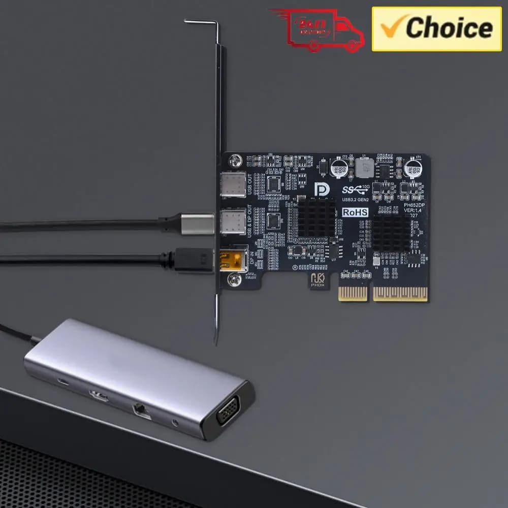 Scheda di Espansione USB 3.1 10Gbps Gen 2 con Controller ASM3142, Adattatore Video DP 4K, Convertitore con Doppia Porta USB-C, Docking Station