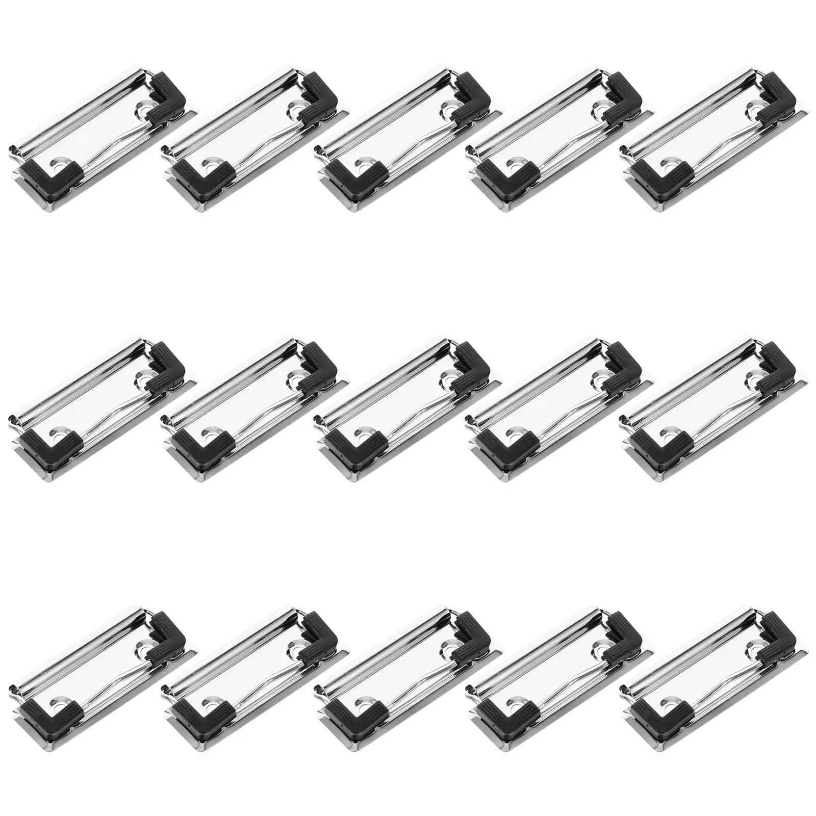 Clip per cartelle portatili in metallo da 15 pezzi, clip a molla di dimensioni standard a basso profilo per cartelle da ufficio, scuola, cancelleria