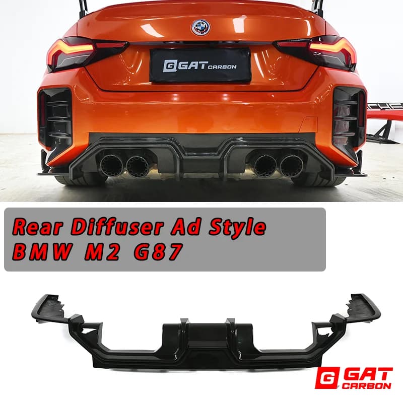 Diffusore posteriore stile pubblicitario in fibra di carbonio a secco per BMW G87 M2 2023+