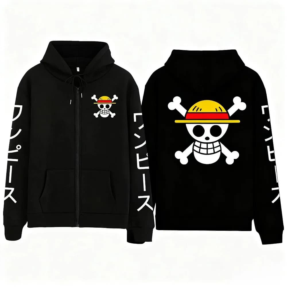 Nuova felpa con cappuccio oversize One Piece Rufy Anime con cerniera uomo donna streetwear giacca pullover casual manica lunga autunno