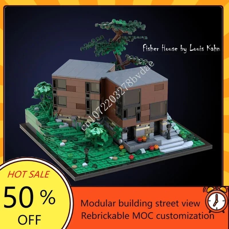 924PCS Fisher House of Louis Kahn Modulare MOC Creativo vista stradale Modello Building Blocks Educazione FAI DA TE Modello di Montaggio Giocattoli Regali
