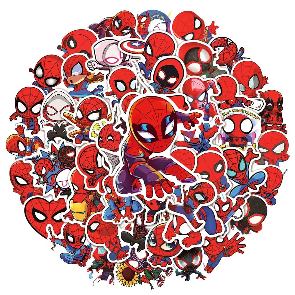 10/30/50 Pezzi Adesivi Divertenti di Spider-Man Marvel, Decalcomanie Anime Supereroi, Adesivi DIY per Bottiglie d'Acqua, Quaderni, Telefoni, Graffiti, Giocattoli
