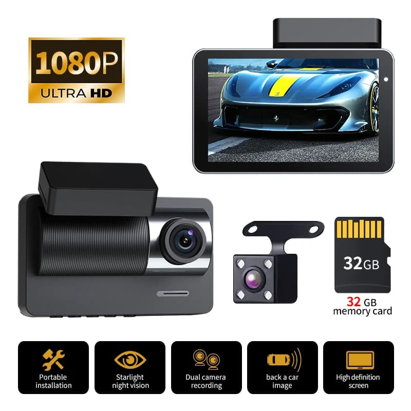 Dash Cam Camera Car HD 1080P Night Vision Video Camera AUTO DVR Black Box Driver Dashcam front and rear