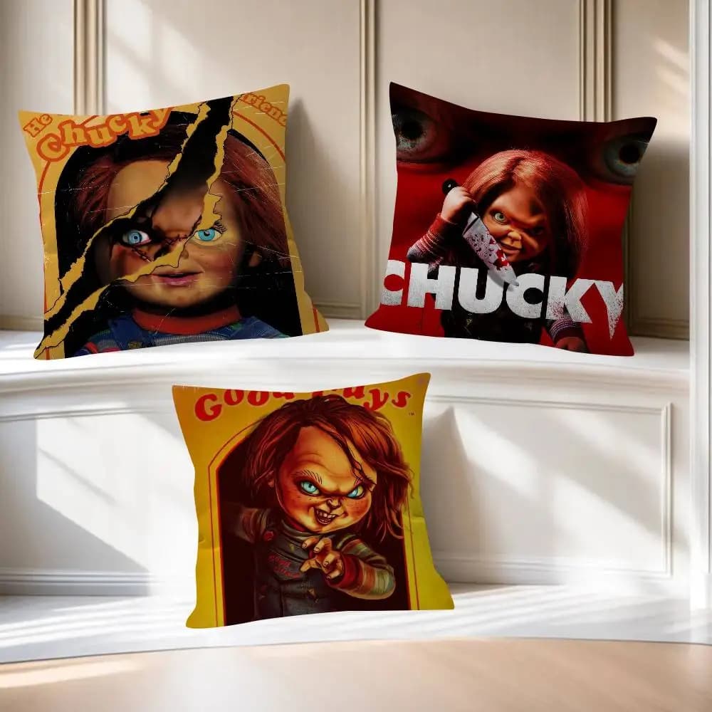 Decorative cushion cover for sofa, bedroom and living room, with classic horror film print Chucky