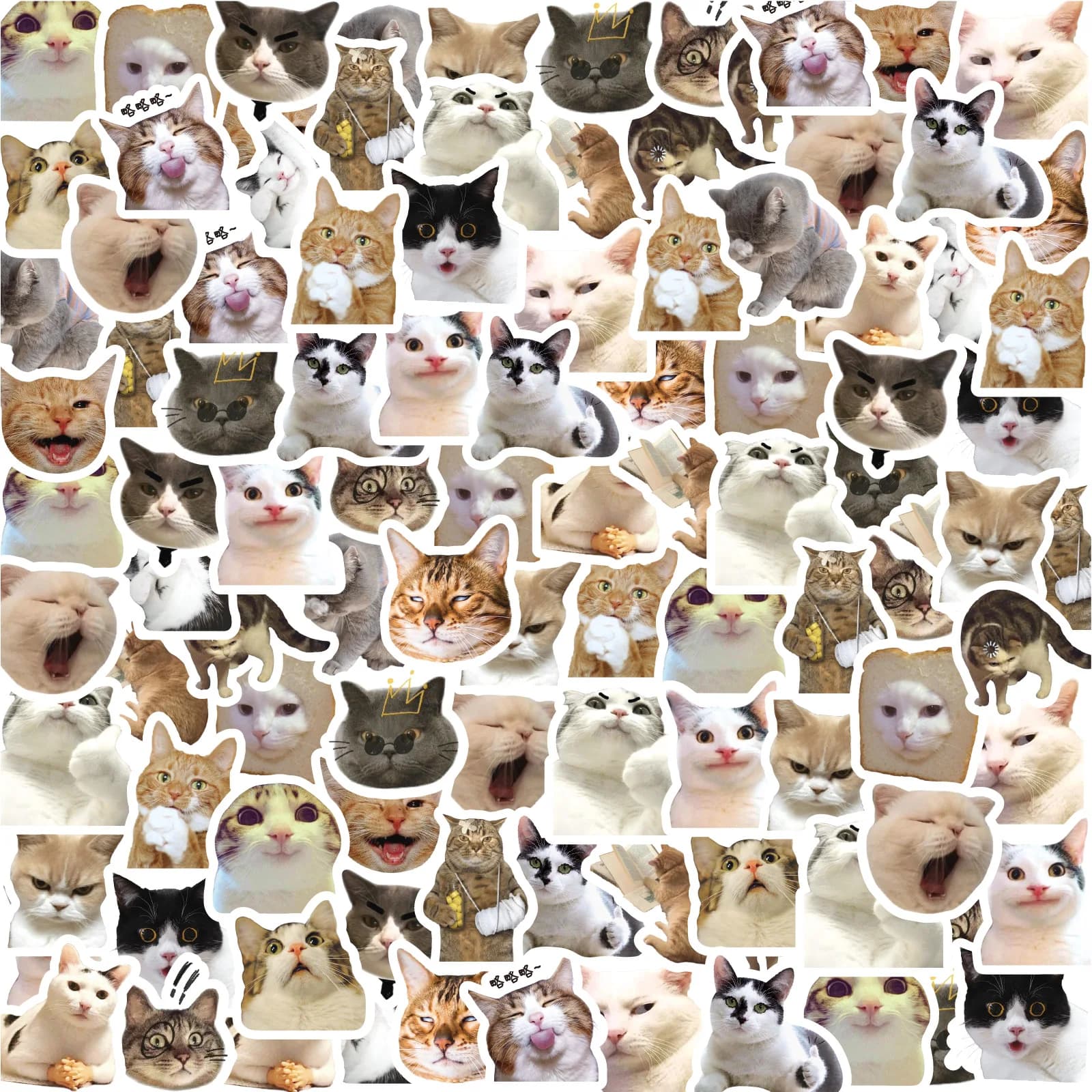 46 Pezzi/Confezione, Adesivi a Forma di Gatto, per Valigie, Skateboard, Bagagli, Laptop, Telefoni, Decorazioni Fai-da-Te, Cancelleria, Materiale Scolastico, Giocattoli