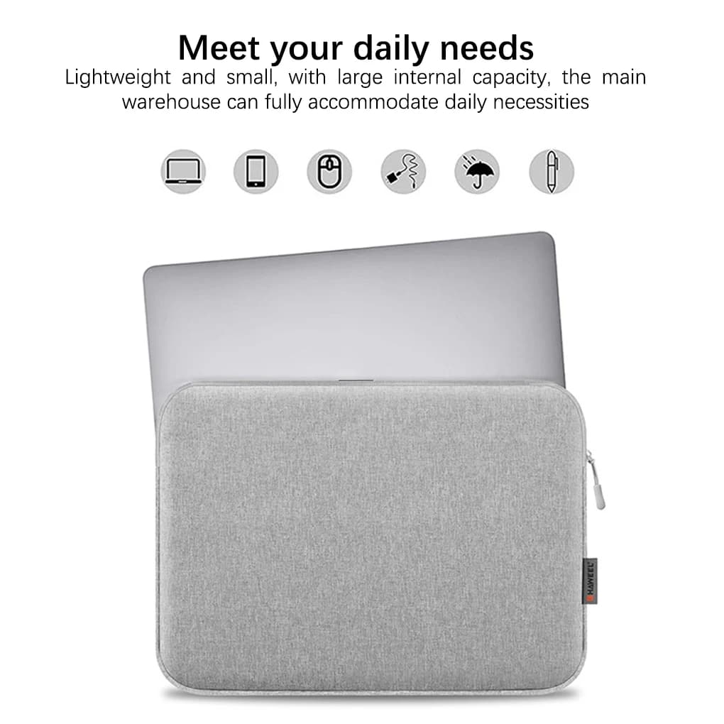 Borsa per tablet da 14/15/17 pollici Custodia elettronica con fodera in pile Custodia impermeabile per notebook con cerniera liscia Business Nero