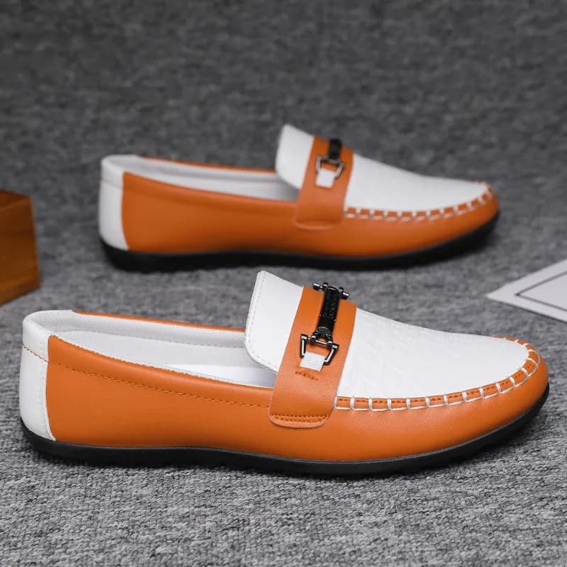 Mocassini punta tonda pieno fiore scarpa Casual maschile Flat Office Soft mocassino scarpe in pelle da uomo adulti comune classico originale Pu