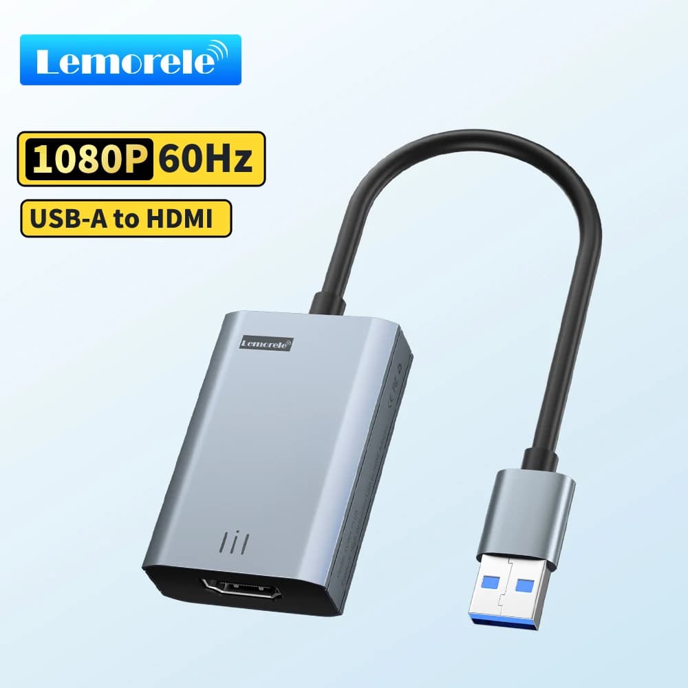 Lemorele USB to HDMI Adapter Compatible Converter 1080P USB Male to HDMI Female External Graphics Video Card Adapter Cable