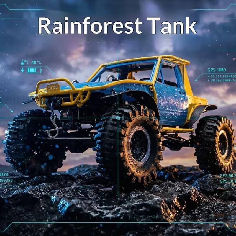 D1rc Rainforest Combat Vehicle Telecomandato Elettrico con Telaio in Lega di Titanio, Auto da Arrampicata Rcrfc Speciale per Fuoristrada