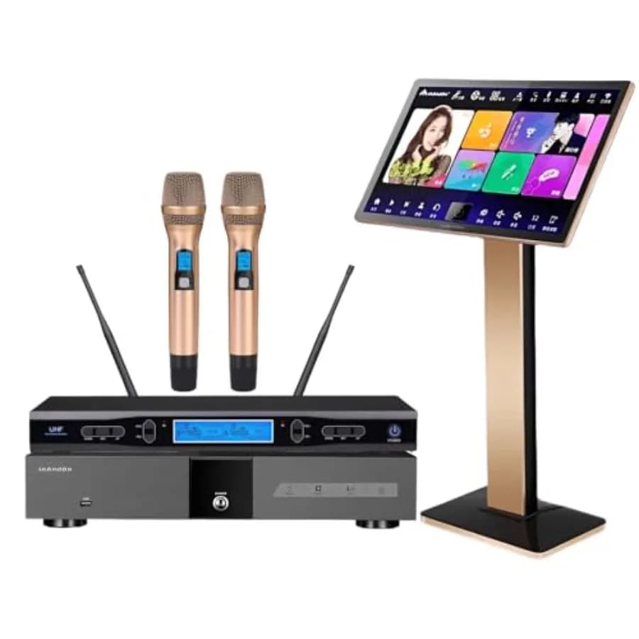 Macchina per Karaoke Cinese KV-V5 con Microfono Wireless e Riverbero, Schermo Touch Capacitivo da 22 Pollici, Nero, 4T di Memoria, Download Cloud Gratuito