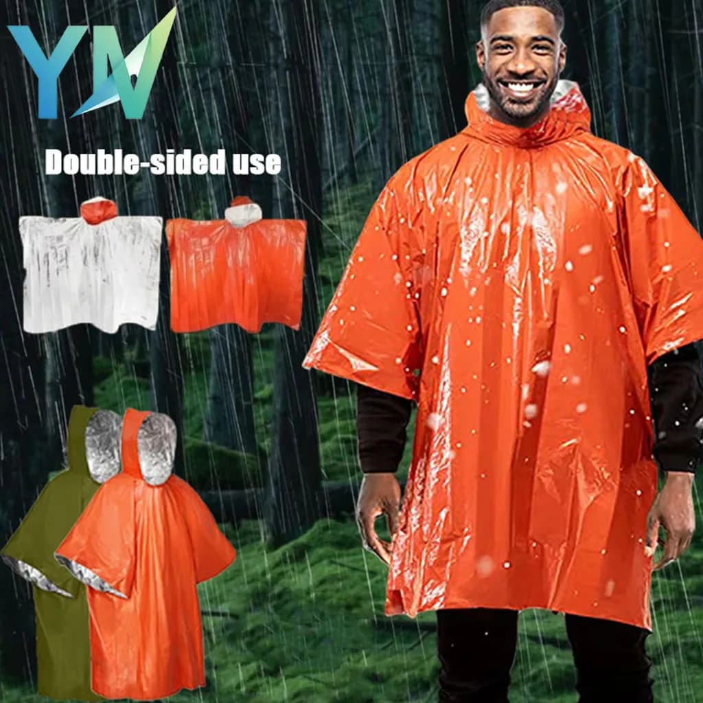 1-10PCS Lightweight Essential Emergency Waterproof Windproof Thermal Reflective Rain Poncho Survival Blanket for Adult Travel