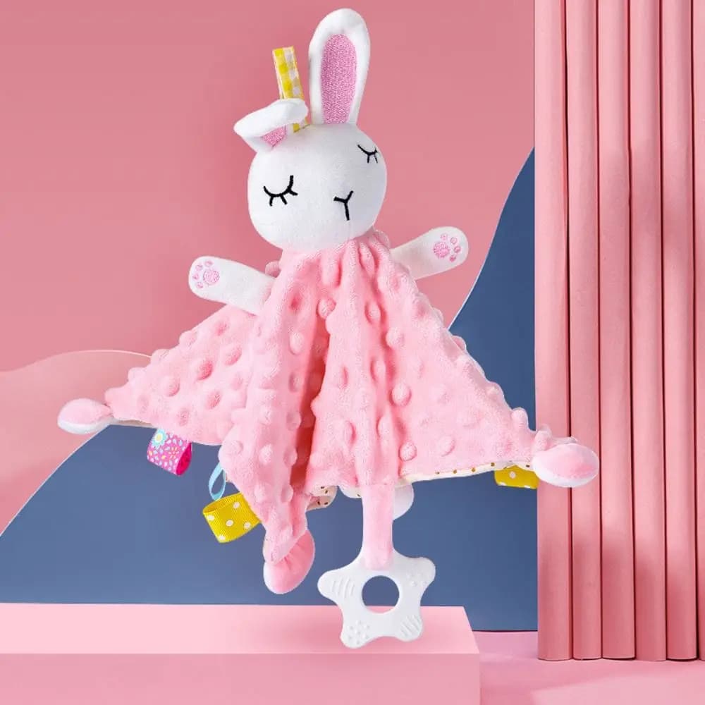 Piumino Asciugamano lenitivo di sicurezza per bambini Asciugamano lenitivo in silicone per coccole Asciugamano per saliva neonato Asciugamano lenitivo per coniglio di peluche