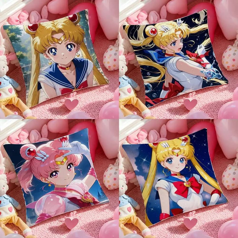 Fodera per cuscino in peluche Sailor Moon Lunar Kingdom Anime, morbida e corta, per divano, camera da letto, decorazioni per la casa, idea regalo